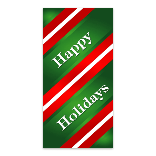 Green & Red Striped Happy Holidays
