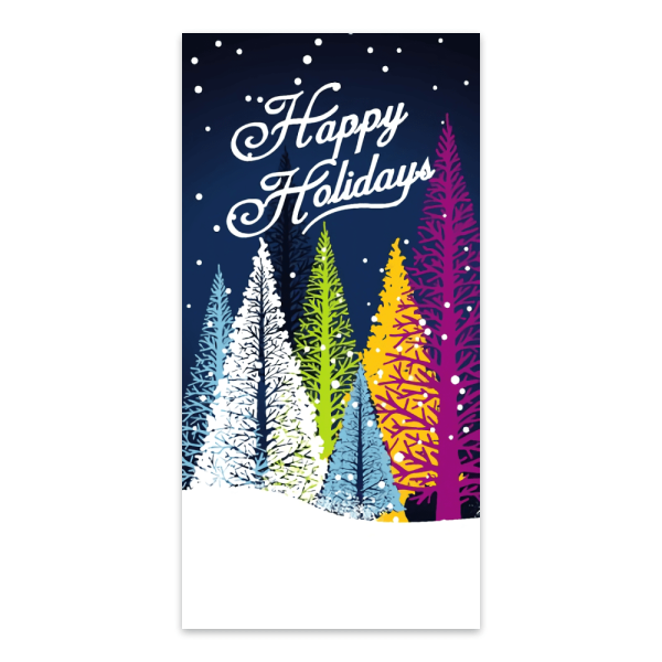 Happy Holidays Multi-Colored Trees