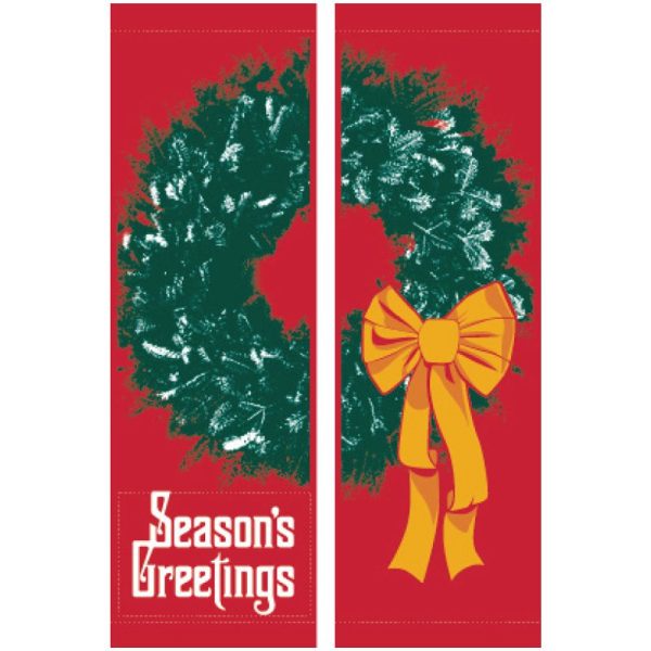 Double Fancy Wreath red 09329-set fall winter holiday banner