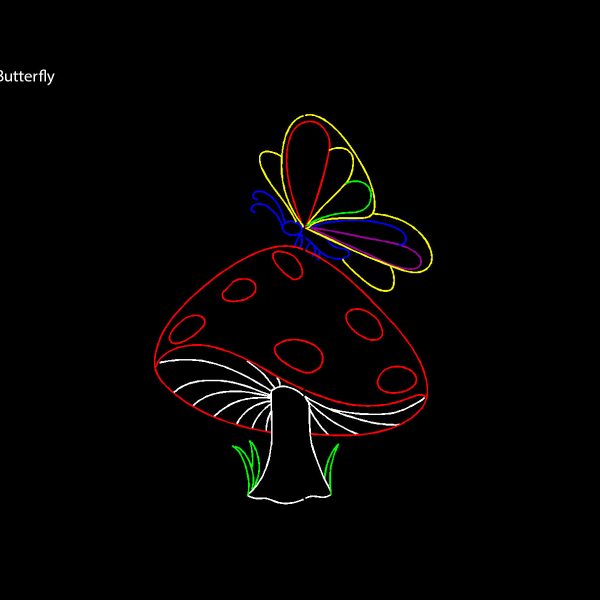 MUSHROOM AND BUTTERFLY