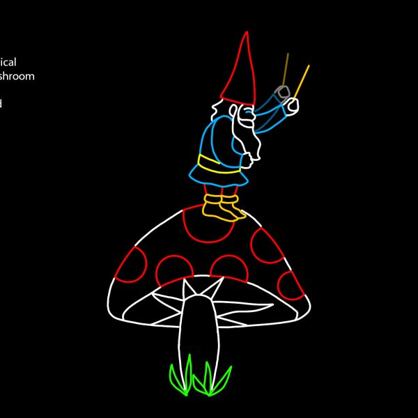 GNOME MUSICAL DIRECTOR ON MUSHROOM