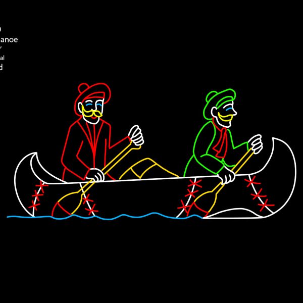 TRAPPERS IN CANOE (total of 3 canoes) (animated)