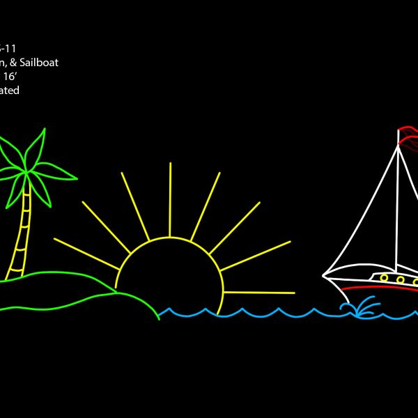 PALM TREE, SUN, & SAILBOAT (animated)