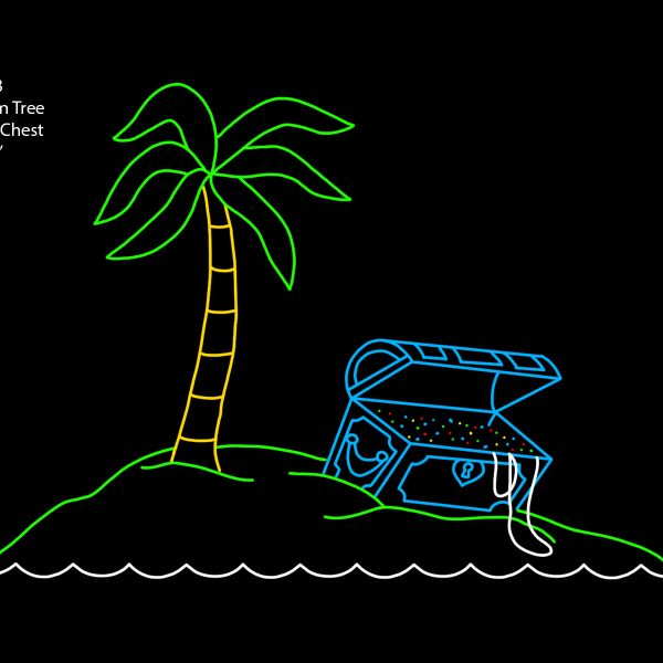 ISLAND with PALM TREE & TREASURE CHEST