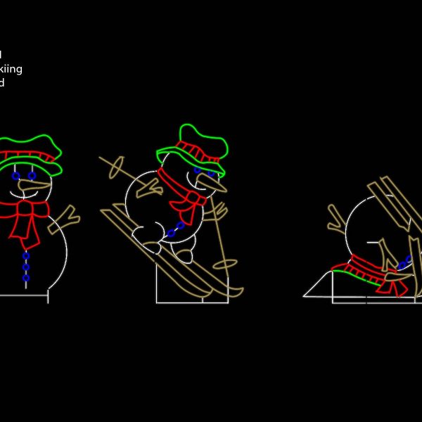 SNOWMAN SKIING (animated) - Three pcs. total
