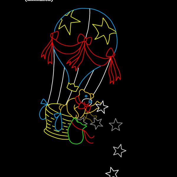 BEAR IN HOT AIR BALLOON TOSSING STARS (animated)