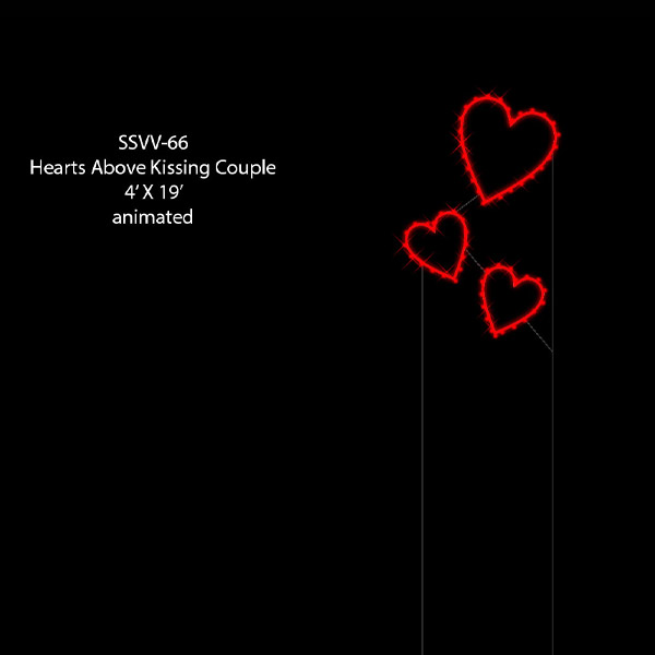 HEARTS ABOVE KISSING COUPLE (animated)