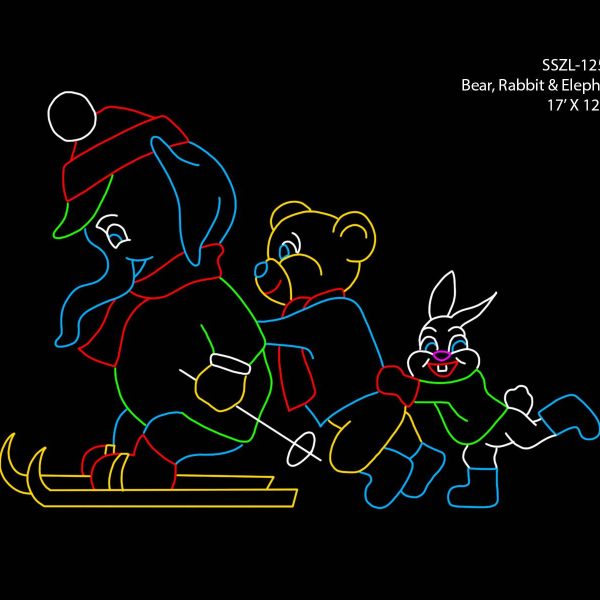 BEAR, RABBIT & ELEPHANT ON SKIS