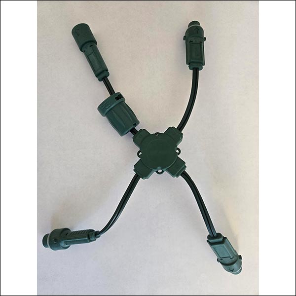 3-Way "X" Splitter - Coupling Connector - Green Wire