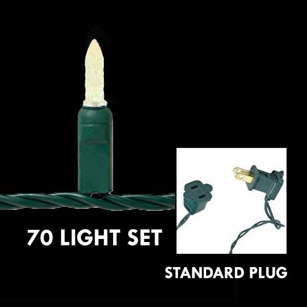 M5 Warm White, 70L - Green Wire 4 in. spacing - LED Mini Lights