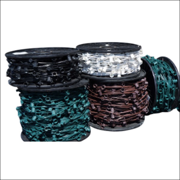 Bulk Socketed Spools, C7 Socket, 18 AWG, 500 Feet, Green, Black -or- White Wire
