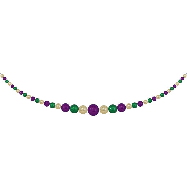 11.5' GIANT COMMERCIAL SHATTERPROOF BALL GARLAND, VIVACIOUS PURPLE / GILDED GOLD / BLARNEY, CASE, 1 PIECE