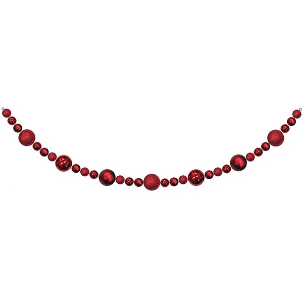 10' GIANT COMMERCIAL SHATTERPROOF BALL GARLAND, RED, CASE, 1 PIECE