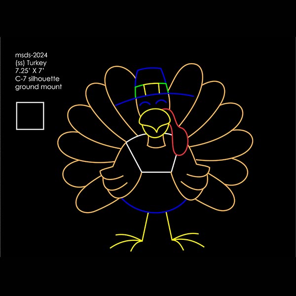 Small Turkey Pilgrim, 7.25' x 7'