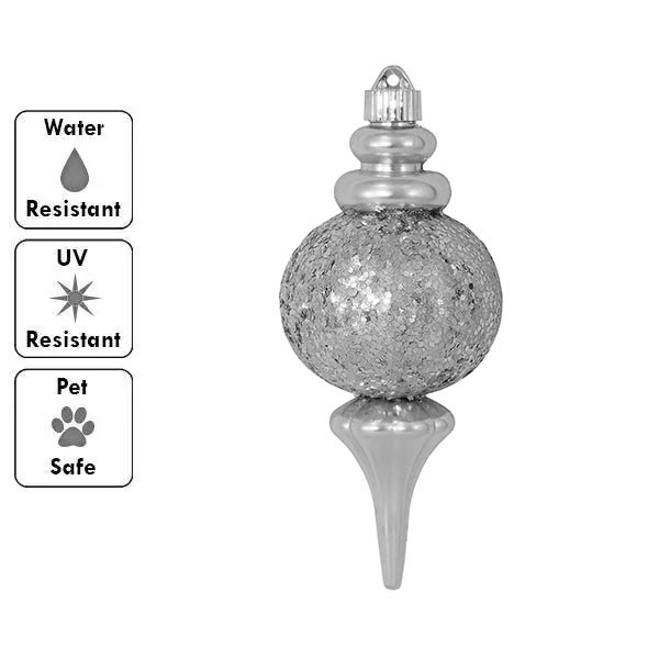 8.6 in. (220mm) - Looking Glass Finial with Silver Glitz (12 per case)