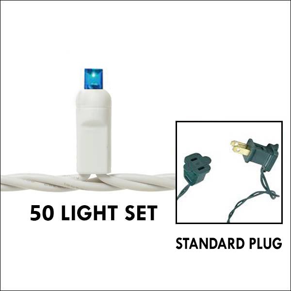5mm LED - Blue, 50L White Wire - 4in. Spacing - Standard Plug