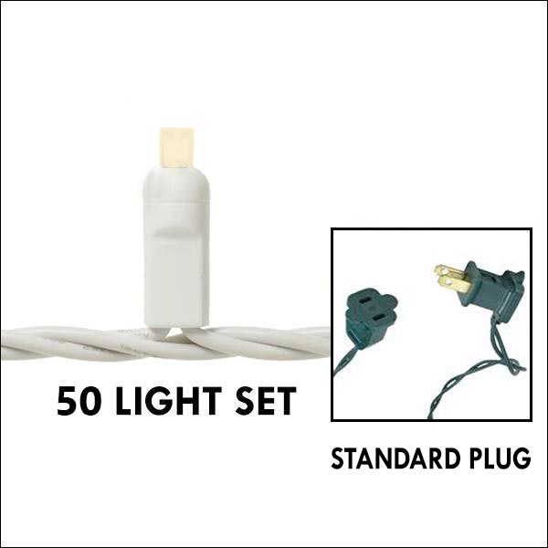 5mm LED - Champagne, 50L White Wire - 4in. Spacing - Standard Plug