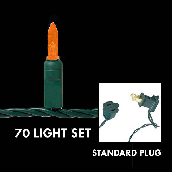 M5 Orange, 70L - Green Wire 4 in. spacing - LED Mini Lights