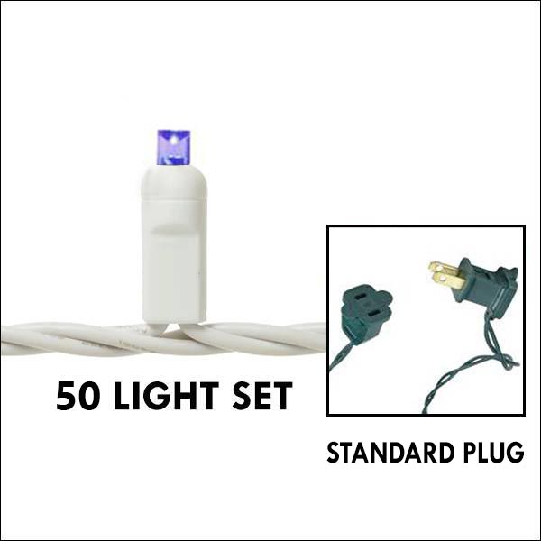 5mm LED - Purple, 50L White Wire - 4in. Spacing - Standard Plug