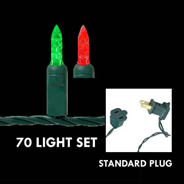 M5 Mixed Red & Green, 70L - Green Wire 4 in. spacing - LED Mini Lights