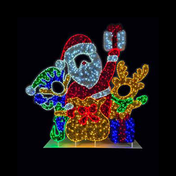 6' Santa, Elf and Reindeer with Presents