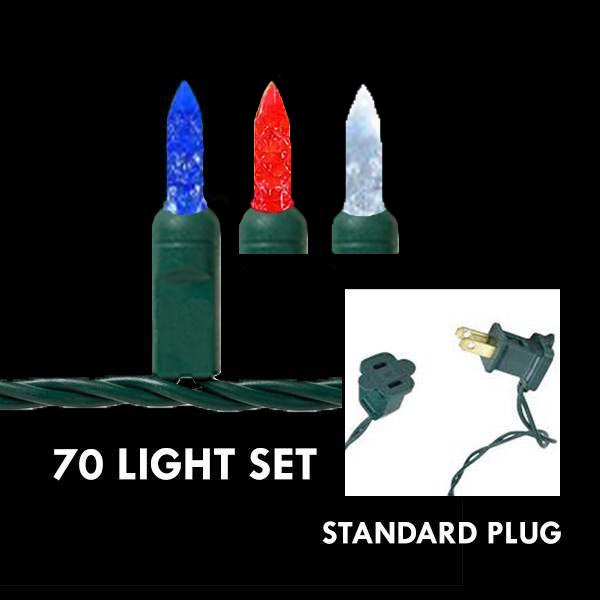 M5 Mixed Red/White/Blue, 70L - Green Wire 4 in. spacing - LED Mini Lights