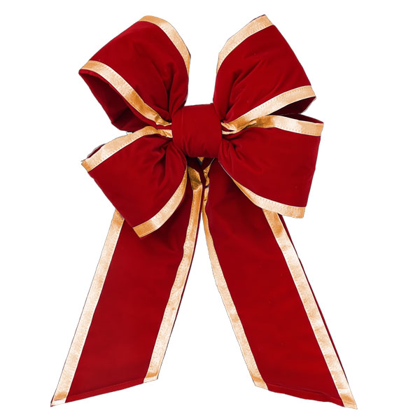 Holiday Red Velvet w/ Gold Trim - 4 Loop Bow