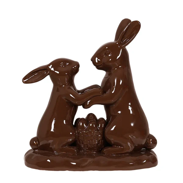 Easter Chocolate Bunny Couple Statue