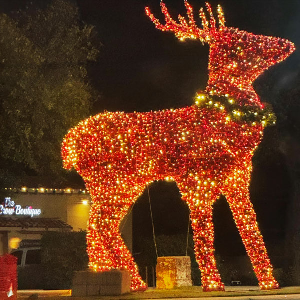 20 ft. Buck - Red Lit Illuminated Grapevine Deer