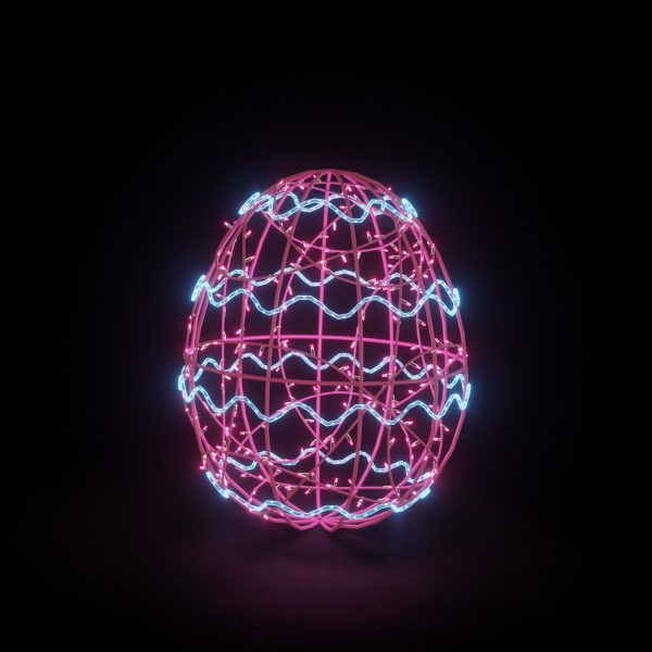 Easter Light Egg 1 - Pt - Pink/Turquoise - Floor Standing
