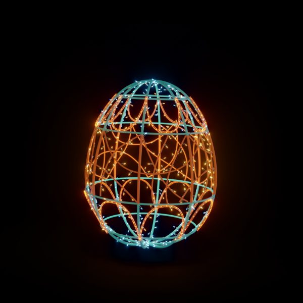 Easter Light Egg 3 - Ot - Turquoise/Orange - Floor Standing